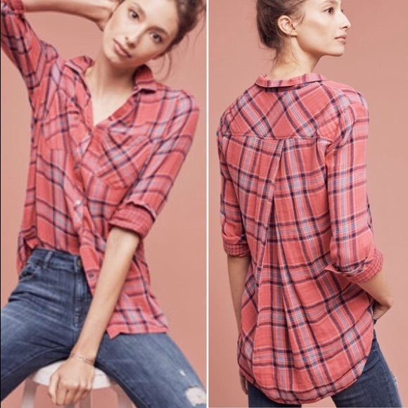 Anthropologie Tops - Anthropologie Cloth & Stone Plaid Brecken Shirt